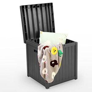 GDY 55 Gallon Patio Storage Deck Box, Outdoor Storage Plastic Bench Box, Resin Wicker Storage Container Bench Seat