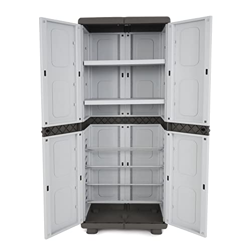 Homeplast Leto 55 lb. Capacity Indoor Outdoor Shoe Rack Storage Cabinet with 2 Moveable Shelves, Holds 20 Pairs, Gray/Anthracite | The Storepaperoomates Retail Market - Fast Affordable Shopping