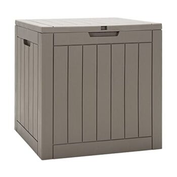 Giantex 30 Gallon Deck Box, Patio Cubby Storage Chest with Lockable Lid & Built-in Handles, Weather Resistant Organization Container for Pool, Garden, Wood Grain Texture Outdoor Storage Bin(Light Brown) | The Storepaperoomates Retail Market - Fast Affordable Shopping