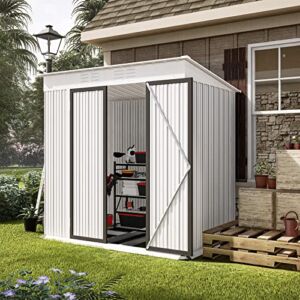 WIILAYOK 6′ X 4′ Storage Shed, Outdoot Shed with Floor Frame, Steel Garden Shed with Lockable Double Door,Tool Shed for Yard Perfect to Store Garden Tools Bike Accessories