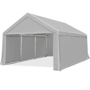 Quictent 13’X20′ Heavy Duty Carport Galvanized Car Canopy Car Shelter with Reinforced Ground Bars-Silver Gray
