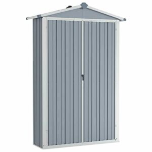Tidyard Garden Shed with Storage Shelves and Vents Galvanized Steel Outdoor Tood Shed Pool Supplies Organizer Gray for Patio, Backyard, Lawn 42.3 x 18.1 x 72 Inches (W x D x H)