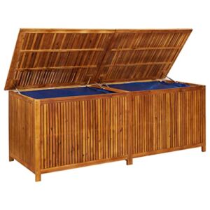 Outdoor Storage Box, Garden Deck Bin with Waterproof Liner, Patio Cushion Storage Cabinet, Garden Organizer for Patio, Lawn 78.7″x31.4″x29.5″ Solid Acacia Wood