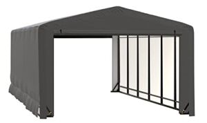 ShelterLogic ShelterTube Garage & Storage Shelter, 12′ x 23′ x 8′ Heavy-Duty Steel Frame Wind and Snow-Load Rated Enclosure, Gray