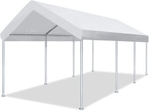 ASTEROUTDOOR 10×20 Feet Heavy Duty Carport Portable Garage Car Canopy Boat Shelter Tent for Party, Wedding, Garden Storage Shed 8 Legs, White