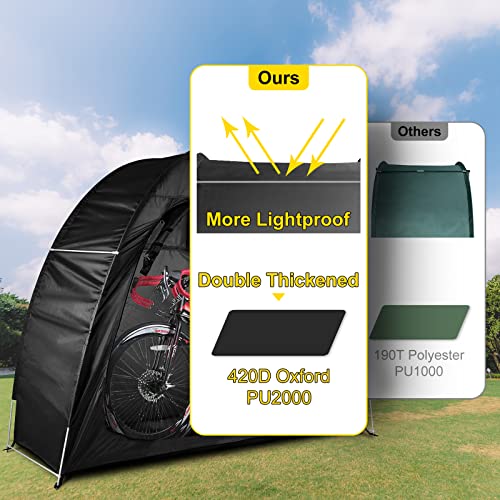 VEVOR Bike Cover Storage Tent, 420D Oxford Portable for 2 Bikes, Outdoor Waterproof Anti-Dust Bicycle Storage Shed, Heavy Duty for Bikes, Lawn Mower, and Garden Tools, w/ Carry Bag and Pegs, Black | The Storepaperoomates Retail Market - Fast Affordable Shopping