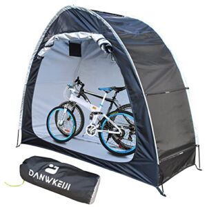 DANWKEIJI Outdoor Bike Storage,for 2 Bike Tent Outdoor Storage Waterproof Oxford 210d Covers Side Dust Tent for Camping Hiking Lawnmower Garden,Travel Bag (Black)