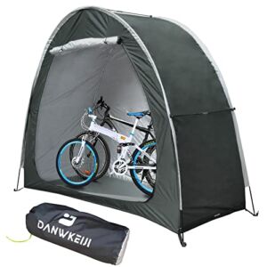 DANWKEIJI Outdoor Bike Storage,for 2 Bike Tent Outdoor Storage Waterproof Oxford 210d Covers Side Dust Tent For Camping Hiking Lawnmower Garden,Travel Bag (Gray green)