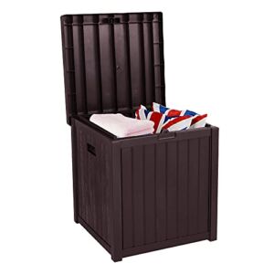 Outvita 51 Gallon Deck Storage Box, Durable Storage Container Bin for Patio Cushions, Pool Toys and Yard Stools Outdoor Patio (Brown)