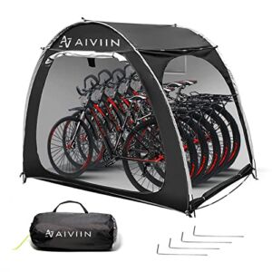 AIVIIN 4 or 5 Bike Tent, 210D Silver-plated Oxford Extra Thick Waterproof &Sunproof Large Outdoor Bikes Storage Shed for Mountain Bicycle, Motorcycle, Garden Repair Tools, Pool Toys, Lawn Mower, Black