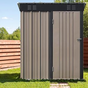 5 x 3 Ft Outdoor Storage Shed with 2 Vents,Galvanized Steel Tool Storage Shed Garden Shed with Door & Lock,Bike Shed,Outdoor Storage Clearance for Backyard, Patio & Lawn