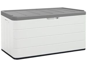Mrosaa 85 Gallon Outdoor Deck Box, Outside Storage Box Waterproof for Cushion Storage, Garden Tools,Pool Accessories, Lockable Outdoor Storage Bin, Light Beige