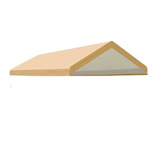 10’x20′ Carport Replacement Canopy Cover for Tent Car Garage Shelter Top Tarp Cover Beige with Ball Bungees (Only Only Top Cover, Frame is not Included)