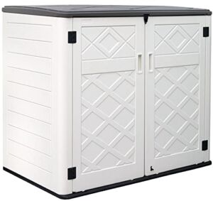 KINYING Larger Outdoor Storage Shed Weather Resistance, Horizontal Outdoor Storage Box Waterproof for Garden, Patios, Backyards, 38 Cu.ft Capacity for Bike, Garbage Cans, Lawn Mower, Garden Tools