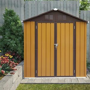 WIILAYOK 4×6 FT Storage Shed, Weather Resistant Outdoor Metal Shed with Floor Frame and 3 Garage Hooks Perfect to Store Garden Tools Bike Accessories Lawn Mower