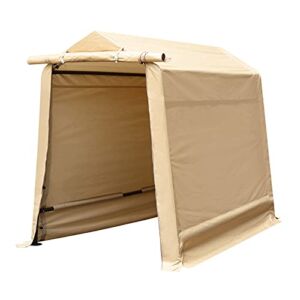 Portable Shed, 6 X 8 ft Storage Shed, Portable Garage Suitable for Storing Motorcycles Bicycles & Garden Tools, Waterproof and UV Protection Carport with Rolled up Zipper Door, Beige