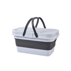 Nice Forever Portable Collapsible Bucket with Handle and Lid, Picnic Basket, Multifunctional Collapsible Pet Tub, Storage Container (White,1pc)