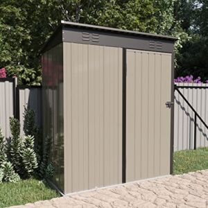 5 x 3 FT Storage Shed – Steel Outdoor Tool Sheds with Hinge Door and Vents, Metal Vertical Sheds, Strong Shed for Garden, Patio