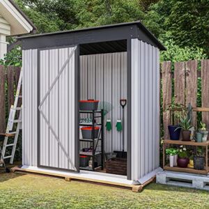 WTRAVEL 5 x 3 FT Outdoor Storage Shed Metal Tool Storage Shed with Lockable Doors Steel Garden Shed for Backyard, Patio, Lawn (5 x 3 FT, Gray)