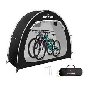 KODSIT Outdoor Bike Storage Tent for 2 Bicycles, Foldable Aluminum Alloy Bracket Bicycle Storage shed ,Portable Bike Cover for Backyard Garden Camping，210D Oxford Thick Waterproof Fabric（Black）