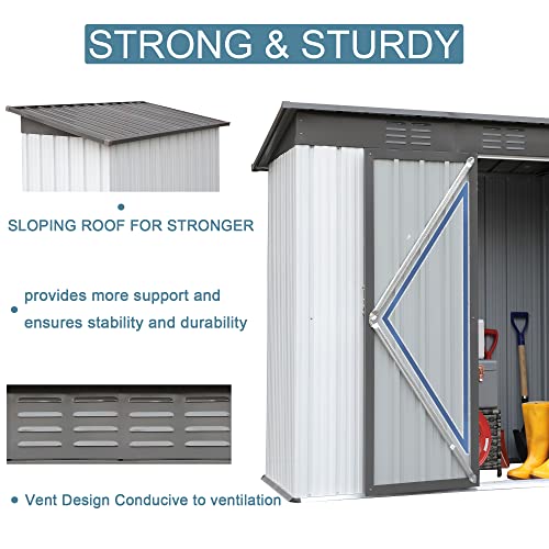 5 x 3ft Outdoor Metal Storage Shed，with Lockable Doors, Sun Protection, Waterproof Tool Storage Shed for Patio, Lawn ,Backyard (Gray) | The Storepaperoomates Retail Market - Fast Affordable Shopping