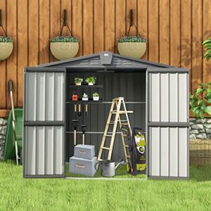 Domi Storage Shed Outdoor 6.5×4.2 FT, Metal Steel Tool Sheds House with Double Lockable Doors and Air Vent for Backyard Garden Patio Lawn Pool
