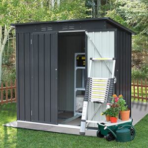 6′ x 4′ Outdoor Storage Shed, Metal Garden Shed, Backyard Storage Shed with Double Lockable Doors,can be Used as Bike shed, Trash can shed, Tool shed,pet shed,Black