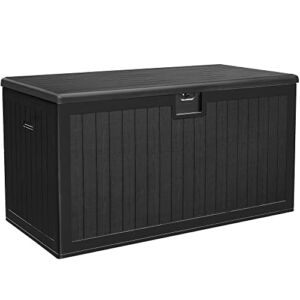 YITAHOME XL 150 Gallon Large Deck Box,Outdoor Storage for Patio Furniture Cushions,Garden Tools and Pool Toys with Flexible Divider,Waterproof,Lockable (Black)