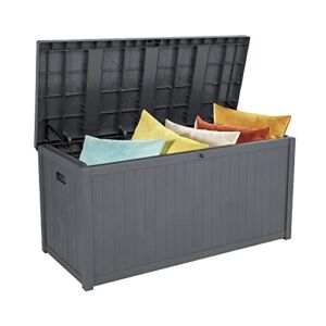 Outdoor Patio Deck Box,Indoor/Outdoor Storage Box for Patio Cushions, Pool Accessories, Toys, Gardening Tools, Sports Equipment, Waterproof (113 Gallon, Grey)