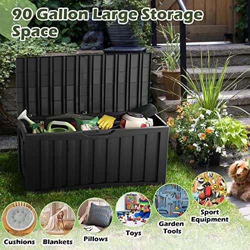 Giantex Outdoor Storage Deck Box – 90 Gallon HDPE Waterproof Large Container for Pillows, Tools, Sports Equipment, Lockable Resin Storage Bins for Outside, Yard, Garden, Patio Storage Box | The Storepaperoomates Retail Market - Fast Affordable Shopping