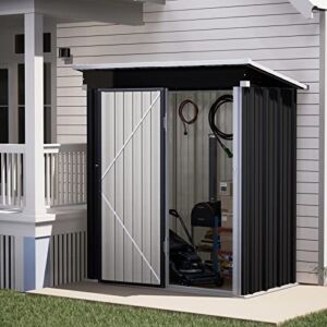 UDPATIO Outdoor Storage Shed 5×3 FT, Metal Garden Shed for Bike, Garbage Can, Tool, Lawnmower, Outside Sheds & Outdoor Storage Galvanized Steel with Lockable Door for Backyard, Patio, Lawn, Dark Grey