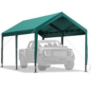 Cityflee Carport,10’x 20′ Upgraded Heavy Duty Carport with Wind Rope, Portable Garage for Car, Truck, Boat, Car Canopy with All-Season Tarp, Green