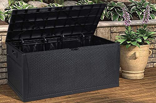 Patiomore 120 Gallon Resin Wicker Patio Storage Box, Outdoor Storage Container Deck Box and Gar,(Black) | The Storepaperoomates Retail Market - Fast Affordable Shopping