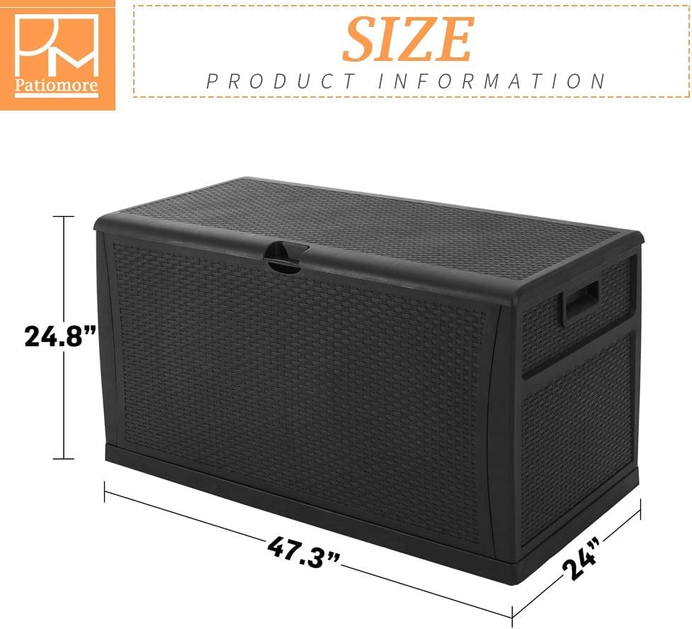 Patiomore 120 Gallon Resin Wicker Patio Storage Box, Outdoor Storage Container Deck Box and Gar,(Black) | The Storepaperoomates Retail Market - Fast Affordable Shopping