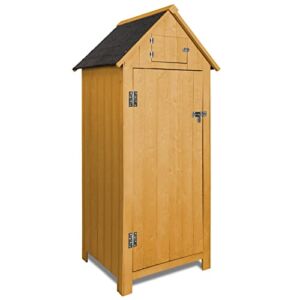 LAUREL CANYON Outdoor Garden Storage Shed, Outside Tool Sheds with Floor, Hooks and Asphalt Waterproof Roof,Sheds & Outdoor Storage – 30.5″ W x 21″ D x 70.6″ H, Yellow