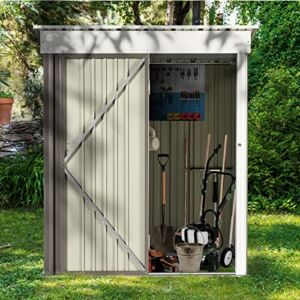 Aoxun Outdoor Storage Shed 5×3 FT, Steel Utility Tool Shed Storage House with Door & Lock for Backyard, Patio, Lawn