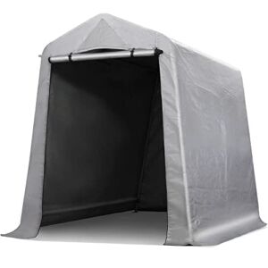 HOGYME 6×7 ft Storage Shelter Protable Garage Waterproof Carport Tent with 2 Roll-up Zipper Doors & Vents Outdoor Storage Shed for Bike, ATV, Motorcycle Shelter, Silver