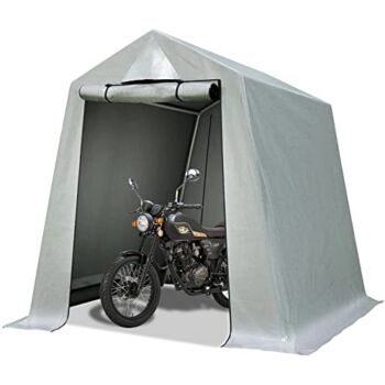 NBTiger Outdoor Storage Shelter, 6×7 ft Outdoor Carport Shed Motorcycle Tent with 2 Roll-up Zipper Doors and Vents, Portable UV Resistant and Waterproof Storage Shed for Bike, Firewood, Silver Grey | The Storepaperoomates Retail Market - Fast Affordable Shopping