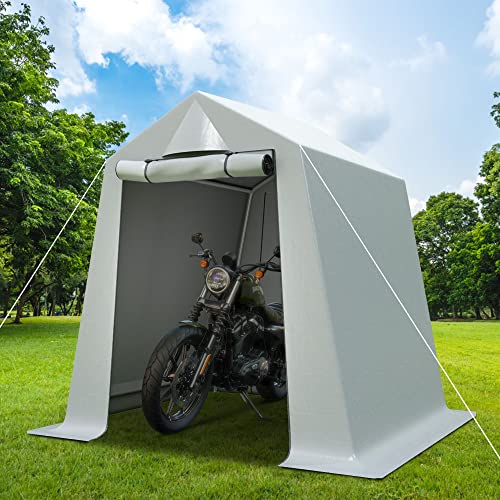 NBTiger Outdoor Storage Shelter, 6×7 ft Outdoor Carport Shed Motorcycle Tent with 2 Roll-up Zipper Doors and Vents, Portable UV Resistant and Waterproof Storage Shed for Bike, Firewood, Silver Grey | The Storepaperoomates Retail Market - Fast Affordable Shopping