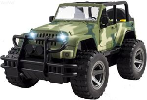 WolVolk Off-Road Military Fighter Car Toy – Friction Powered Toy Vehicle with Fun Lights & Sounds – 2 Doors Open – Great Gift for All Occasions for Kids Boys & Girl