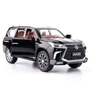 BDTCTK 1/24 Lexus 570 Off-Road in Luxury SUV Model Car, Zinc Alloy Pull Back Big Toy car with Sound and Light for Kids Boy Girl Gift(Black)