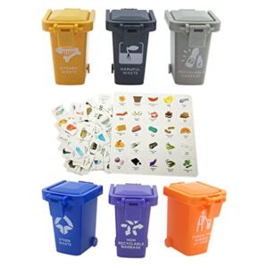 Kids Garbage Classification Toy Vehicles Garbage Truck’s 6 Trash Cans +100 Card