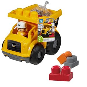 MEGA Cat Lil’ Dump Truck building set with a working loading bin, 5 big building blocks and 1 Block Buddies figure, toy gift set for ages 1 and up