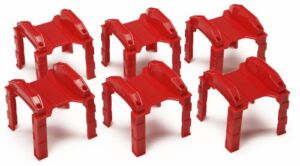 Multi Level Support Risers 6-Pack – Red Risers for Wooden Toy Train Set Creates 3 Levels of Tracks. Durable Hard Plastic Replacement Compatible with Major Brands