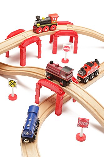 Multi Level Support Risers 6-Pack – Red Risers for Wooden Toy Train Set Creates 3 Levels of Tracks. Durable Hard Plastic Replacement Compatible with Major Brands | The Storepaperoomates Retail Market - Fast Affordable Shopping