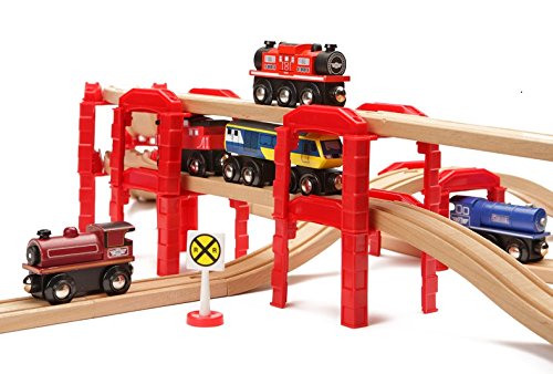 Multi Level Support Risers 6-Pack – Red Risers for Wooden Toy Train Set Creates 3 Levels of Tracks. Durable Hard Plastic Replacement Compatible with Major Brands | The Storepaperoomates Retail Market - Fast Affordable Shopping