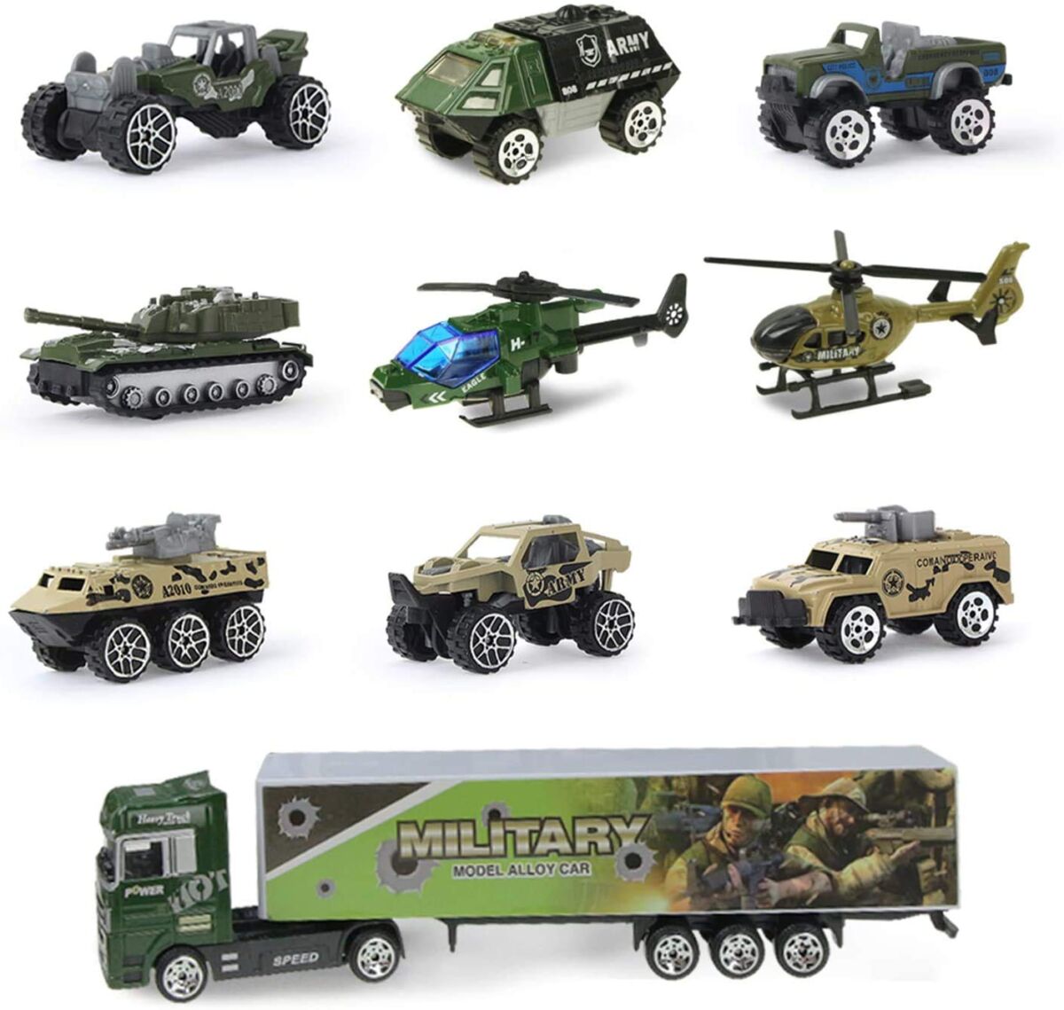 Coolplay 10 in 1 Military Army Vehicle Truck for Toddler, Mini Battle Car Toy Set in Carrier Truck for Kids Boys 3 Years Old | The Storepaperoomates Retail Market - Fast Affordable Shopping