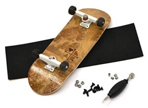 Teak Tuning Prolific Complete Fingerboard with Upgraded Components, Toasted S’Mores Edition – Pro Board Shape and Size, Bearing Wheels, Trucks, and Locknuts – 32mm x 97mm Handmade Wooden Board