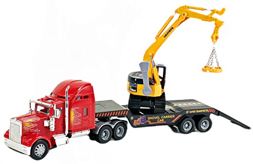 Big Daddy Big Rig Heavy Duty Tractor Trailer Low Boy Transport Flat Bed & Excavator Toy Trucks COMBO series | The Storepaperoomates Retail Market - Fast Affordable Shopping