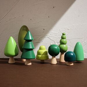 OESSUF 8Pcs Wooden Tree Toy Set Wooden Forest Various Sizes Natural Woodland Trees Creative Children’s Arts Toy